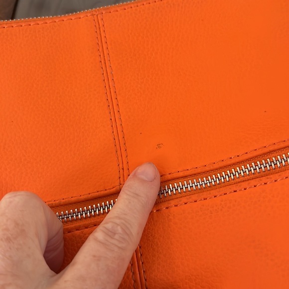 Joy Mangano Orange leather crossbody bag with adjustable strap GUC/RFID convert - Picture 11 of 12